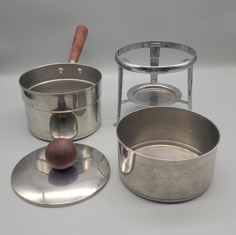 Vintage Fondue Pot Ernest Sohn mid Century modern Stainless steel chafing dish - Picture 6 of 7